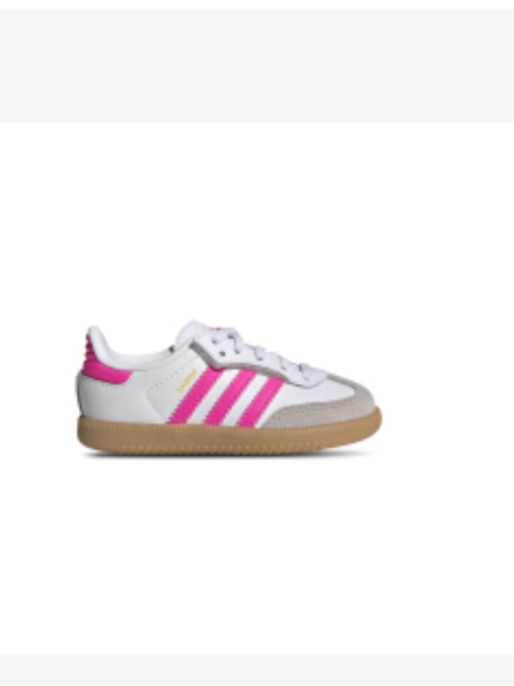 adidas Kids Classic Sneaker in White & Hot Pink with Gum Sole